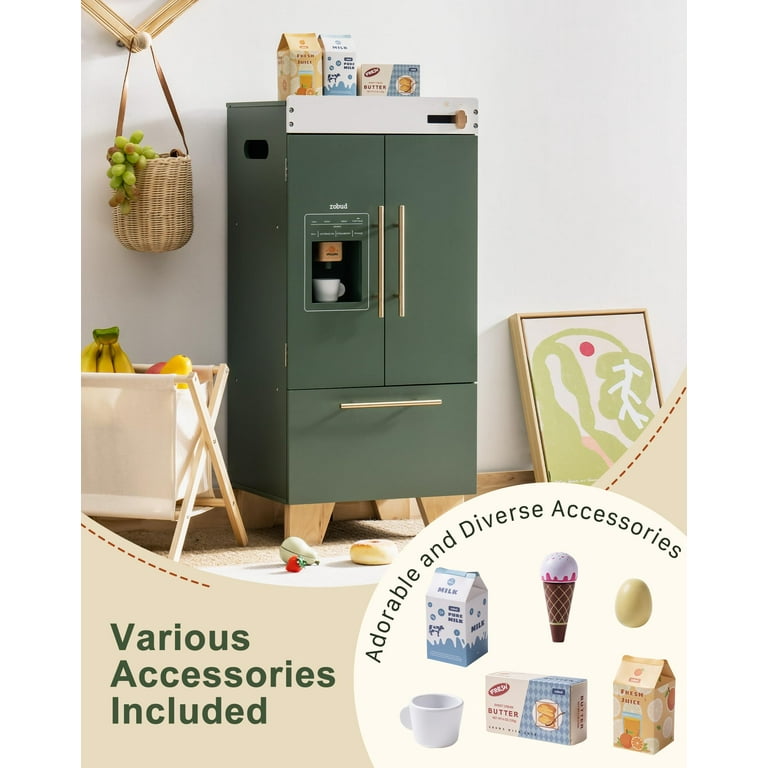 Robotime Wooden Pretend Play Toy Fridge Play Kitchen Set