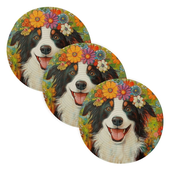 BZSMCE Mats for Pots,Pans Place Fun Loving Dog Simple Style Pattern Pot Mats