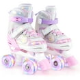 thumbnail image 1 of Costway Patins à Roulettes pour Enfants 4 Tailles Réglables Patins Quad avec Roues Lumineuses pour 5-8 Ans Rose, 1 of 10