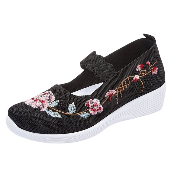 NOKIO Fashionable Women'S Breathable Mesh Sneakers Women'S Retro Athletic Shoes New Summer Embroidered Shoes Breathable Casual Women Shoes Breathable And Comfortable Soft Sole Cloth Shoes