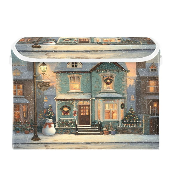 Storage Box With Lid 16.5x12.6x11.8In Foldable Stacked Household Storage Box Beautiful Christmas House