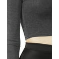 thumbnail image 5 of J. METHOD Women's Long Sleeve Scoop Neck Crop Top Solid Basic Casual Cropped T Shirts NEWT19 Charcoal L, 5 of 6