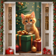 thumbnail image 5 of Festive Design Christmas Banner Decorative Cat Cute Kitten Wrapped Gifts for Holiday Celebration Home Decor Family Gathering, 5 of 9