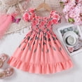 thumbnail image 2 of TAIAOJING Girls Summer Dress Rose Print Vacation Dress Cute & Comfortable Outfits Sets For Toddler Kids Boho 5-6Y, 2 of 7