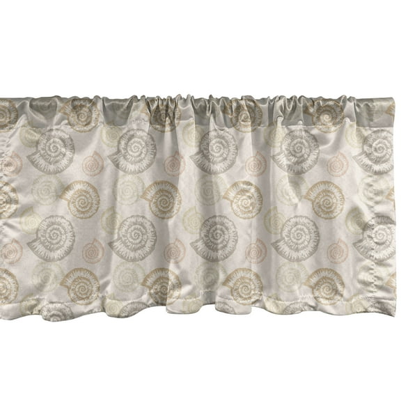 Ambesonne Nautical Window Valance, Spiral Ammonite Shells, 54" X 18", Pale Eggshell and Multicolor