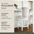 thumbnail image 3 of Maven Lane Pullman Bar Stool, Alabaster White Finish w/ Cream Fabric Upholstery, 3 of 6