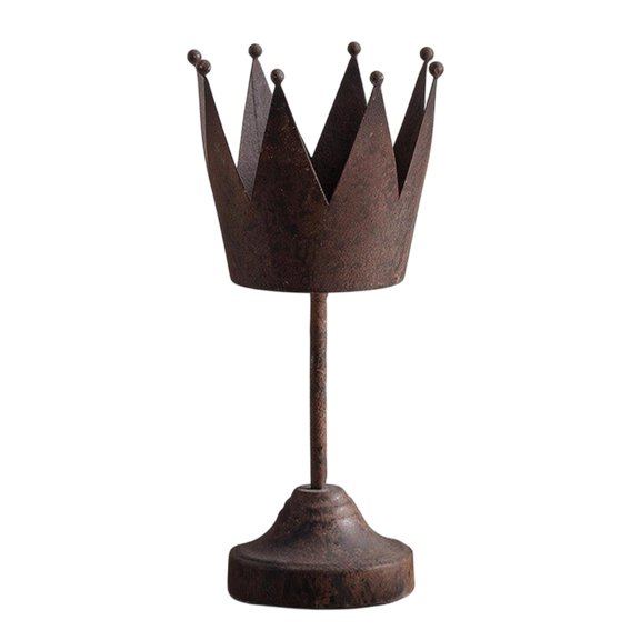 kowaku Crown Candle Holder Distressed Candlestick Tall for Table Centerpiece, Shelf