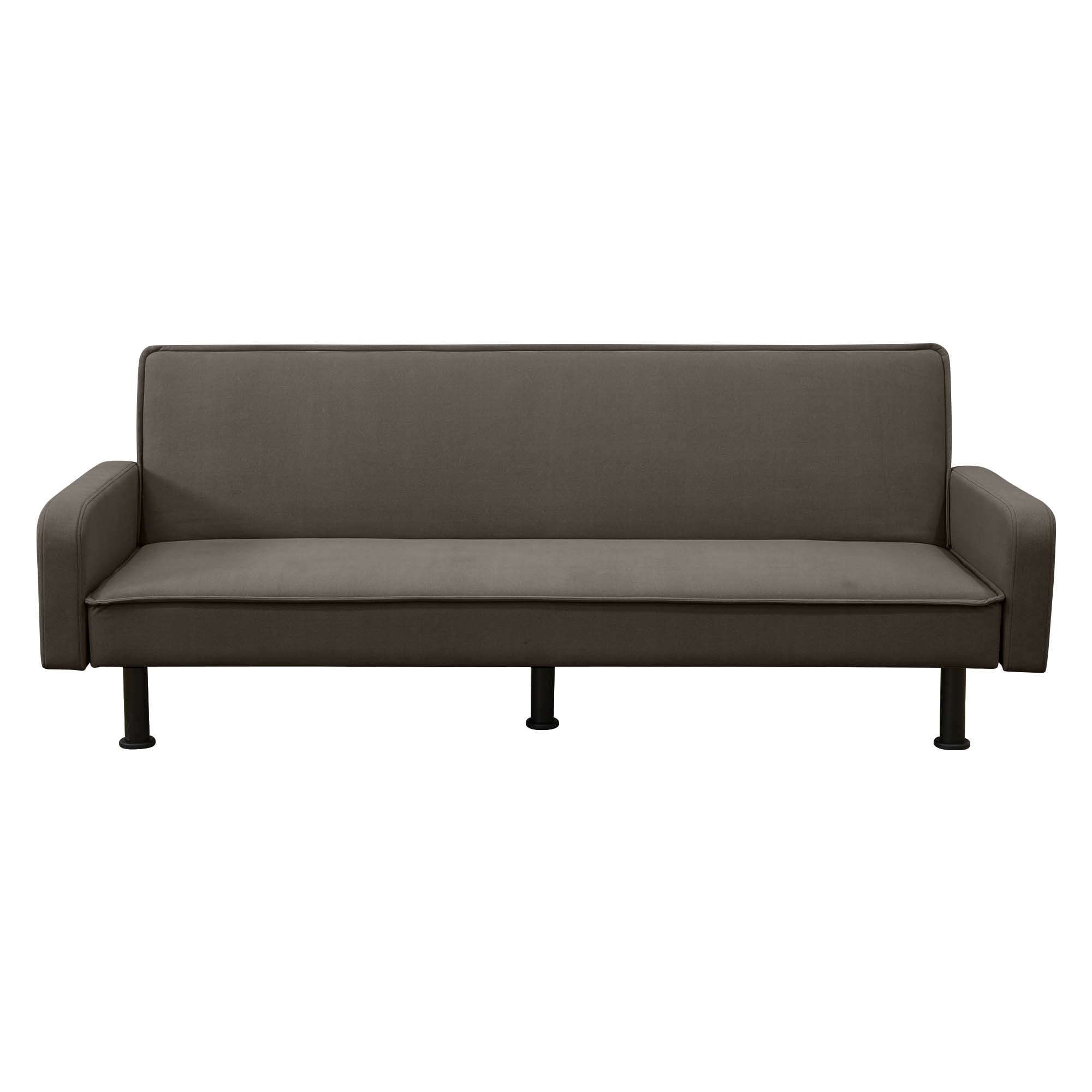 Aukfa 78" Square Arm Futon Sofa Bed Upholstered 3 Seat Couch for Home Office, Flannel, Brown