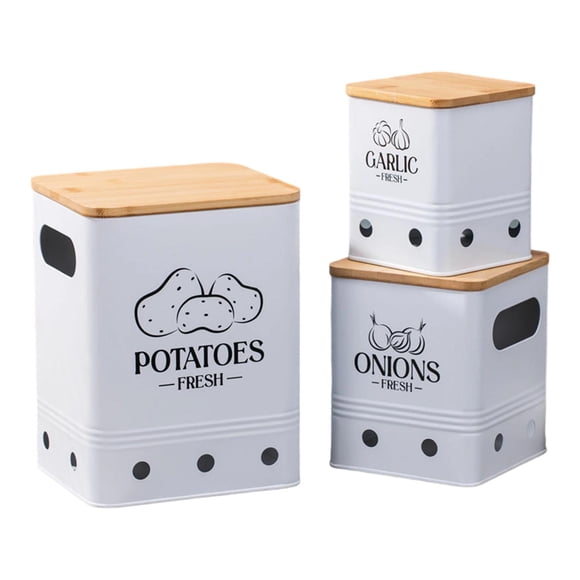 Lipstore 3 Pieces Potato Onion and Garlic Storage Bin Organizer Kitchen Canisters Set