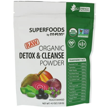 MRM  Organic Detox   Cleanse Powder  Peach Mango  4 2 oz  120 (Best Organic Colon Cleanse)