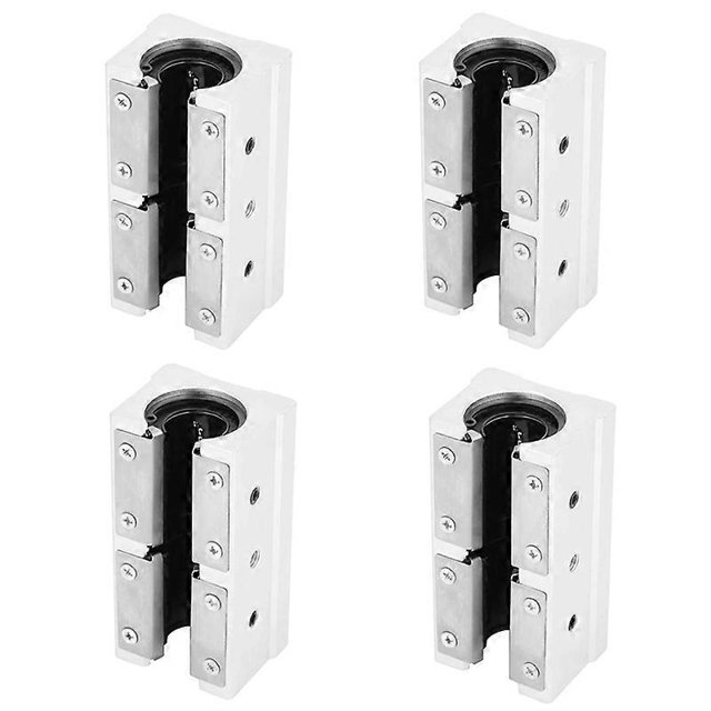 4 piezas SBR20LUU 20 mm Cojinete de bolas de movimiento lineal de Aleación de aluminio Bloque de almohada Cojinete lineal abierto Deslizante Plata
