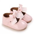 thumbnail image 6 of Quealent Baby Mary Jane Flats for Girls with Bowknot Cotton Anti Skid Sole Infant First Walker Princess Dress Crib Wedding Shoes Pink for Size 11, 6 of 9