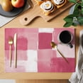 thumbnail image 2 of Pink Geometric Placemats Set of 8, Watercolor Ombre Modern Abstract Art Placemats for Dining Table, Place Mats for Kitchen Tabletop, Waterproof Wipeable Dining Table Mats Set, 2 of 9