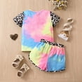 thumbnail image 6 of Baby Girl Clothes Toddler Summer Two Piece Outfit Little Girls' Leopard Print Tie Dye Two Piece Set Short Sleeve Outfit with Letter Details Cute Outfits 2Pcs for 2-3 Years, 6 of 6