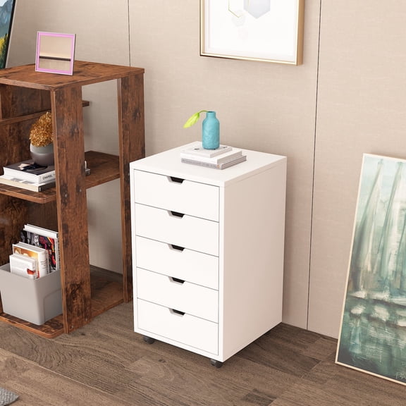 Zenira 5-drawer roller storage cabinet - Multi-functional office and household file and clutter organizer