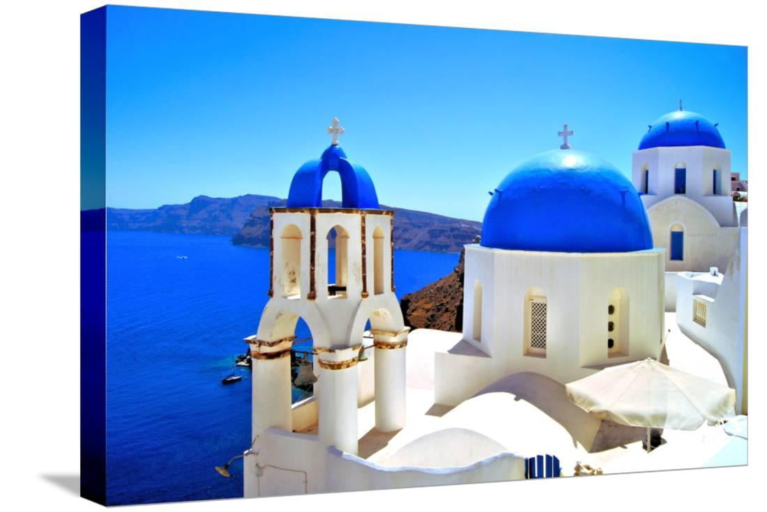 Classic Greek Scene Stretched Canvas Print Wall Art By Jeni Foto