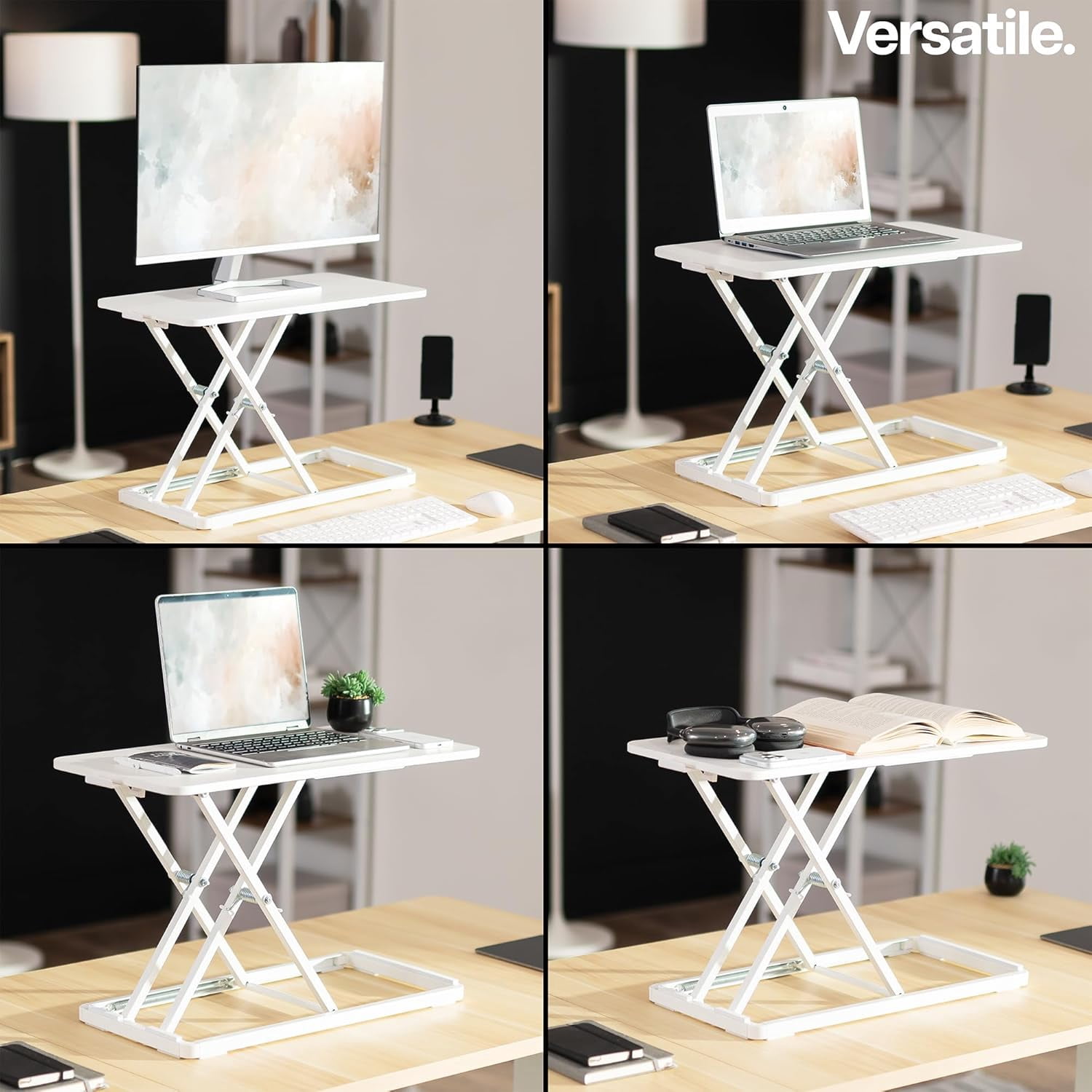 VIVO Single Top 24 inch SCISSORS Lift Keyboard and mouse Riser, Height Adjustable Laptop Desk, For Ergonomic Sit Stand Workstations, White, DESK-V024AW