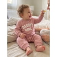 thumbnail image 6 of Cjfdfy Nebworn Baby Girl Daddy's Girl Outfit Fall Winter Clothes Warm Fleece Romper One Piece Long Sleeve Crew Neck Embroidery Letters Casual Jumpsuit, 6 of 9