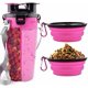 thumbnail image 1 of Botella para beber y botella de comida para perros 2 en 1 con 2 cuencos de viaje plegables para perros Cuencos de agua portátiles para perros para caminar, caminar y viajar ROSA Sincero Hogar, 1 of 3
