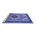 thumbnail image 2 of Ahgly Company Machine Washable Indoor Round Oriental Blue Industrial Area Rugs, 3' Round, 2 of 4