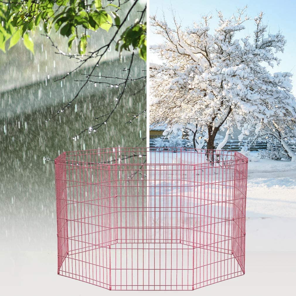 Bestpet 24"H Dog Playpen, Pink, 8 Panel