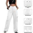 thumbnail image 3 of qucoqpe Cargo Pants Women Trendy High Waist Baggy Hiking Trousers Casual Solid Loose Pants with Pockets, 3 of 5