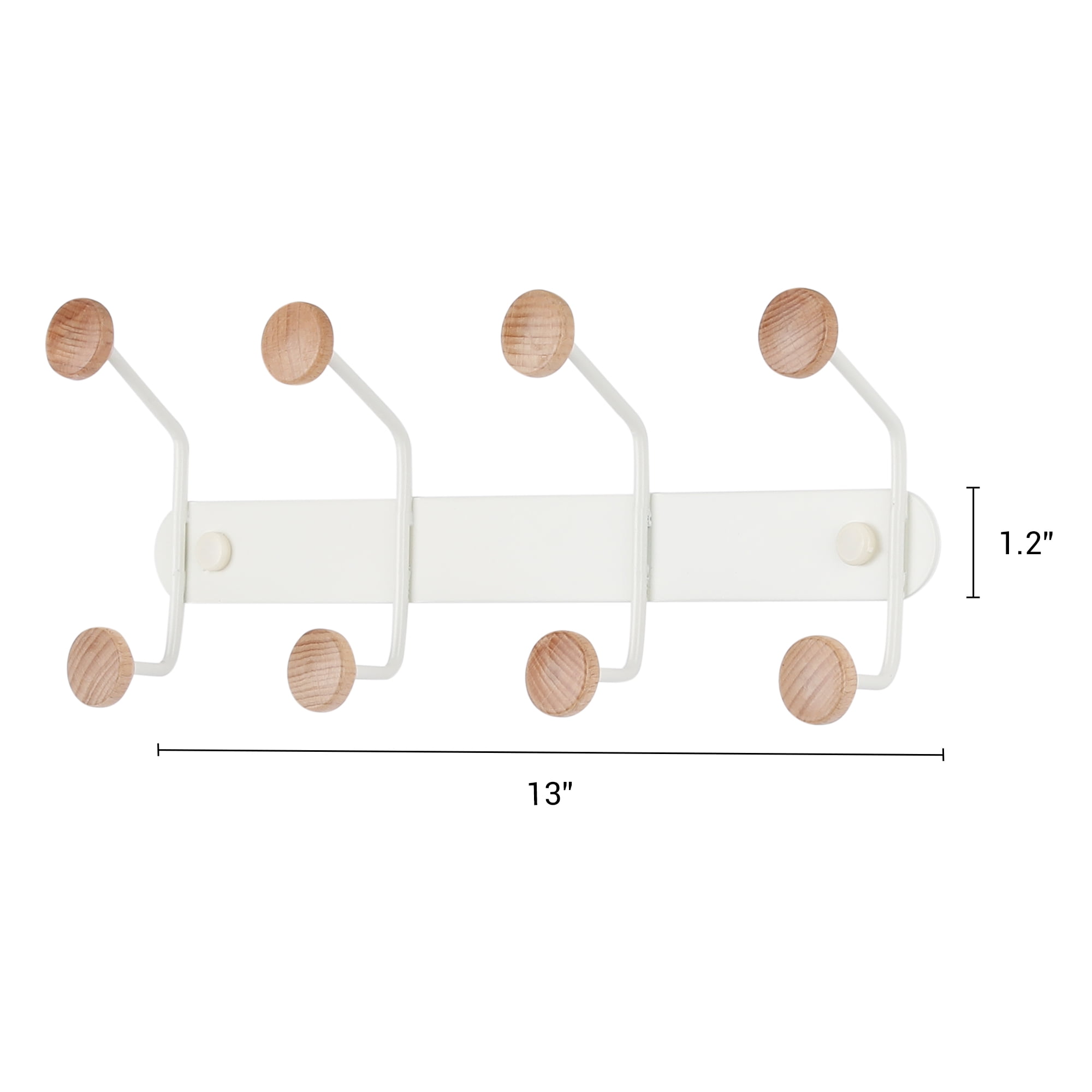 Unique Bargains 1 Pcs Coat Rack Wall Mount Coat Hook for Hanging with 8 Hooks White