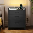 SEDETA Set of 2 LED Nightstand with Charging Station, Nightstand with 3