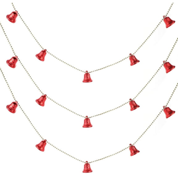 Gregiular 3pcs Christmas Bells Pearls Beads String Garland for Decoration