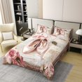 thumbnail image 3 of Ballet Dancer 100% Organic Cotton Bedding Set Twin Size Pink Ballet Shoes Duvet Cover Artistic Gymnastics Comforter Cover Girly Roamntic Rose Bedspread Cover with 1 Pillowcase(No Comforter), 3 of 6