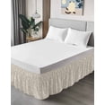 thumbnail image 4 of Beige Damask Wrap Around Bed Skirts for California King Bed 16" Drop,Bed Skirt with Adjustable Elastic Belt Dust Ruffle Bed Valance for Bedroom Vintage Country Scroll Floral Patterned Bed Frame Cover, 4 of 7