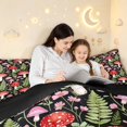 thumbnail image 4 of Homewish Kawaii Watercolor Mushrooms Queen Comforter Set,Dreamy Flowers Comforter Sets Queen,Red Green,Black Reversible,3pcs,1 Comforter and 2 Pillowcases, 4 of 7