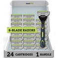 thumbnail image 1 of Kit de afeitadora para hombre ShaveMOB de 6 hojas (mango de cabeza flexible + 24 recambios) (sin recortadora) - El kit de afeitado Caveman, 1 of 5