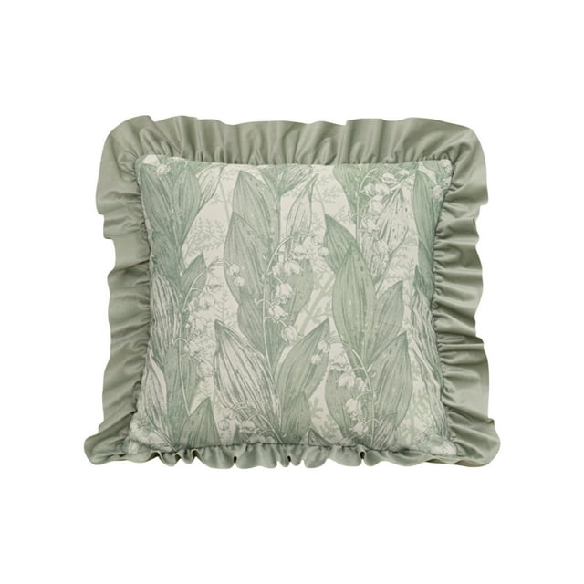 SDNall Decorative Floral Ruffle Pillow Covers For Sofa and Living Room, Soft Polyester Cushion Covers with Easy Care, Set of One for Home Decor