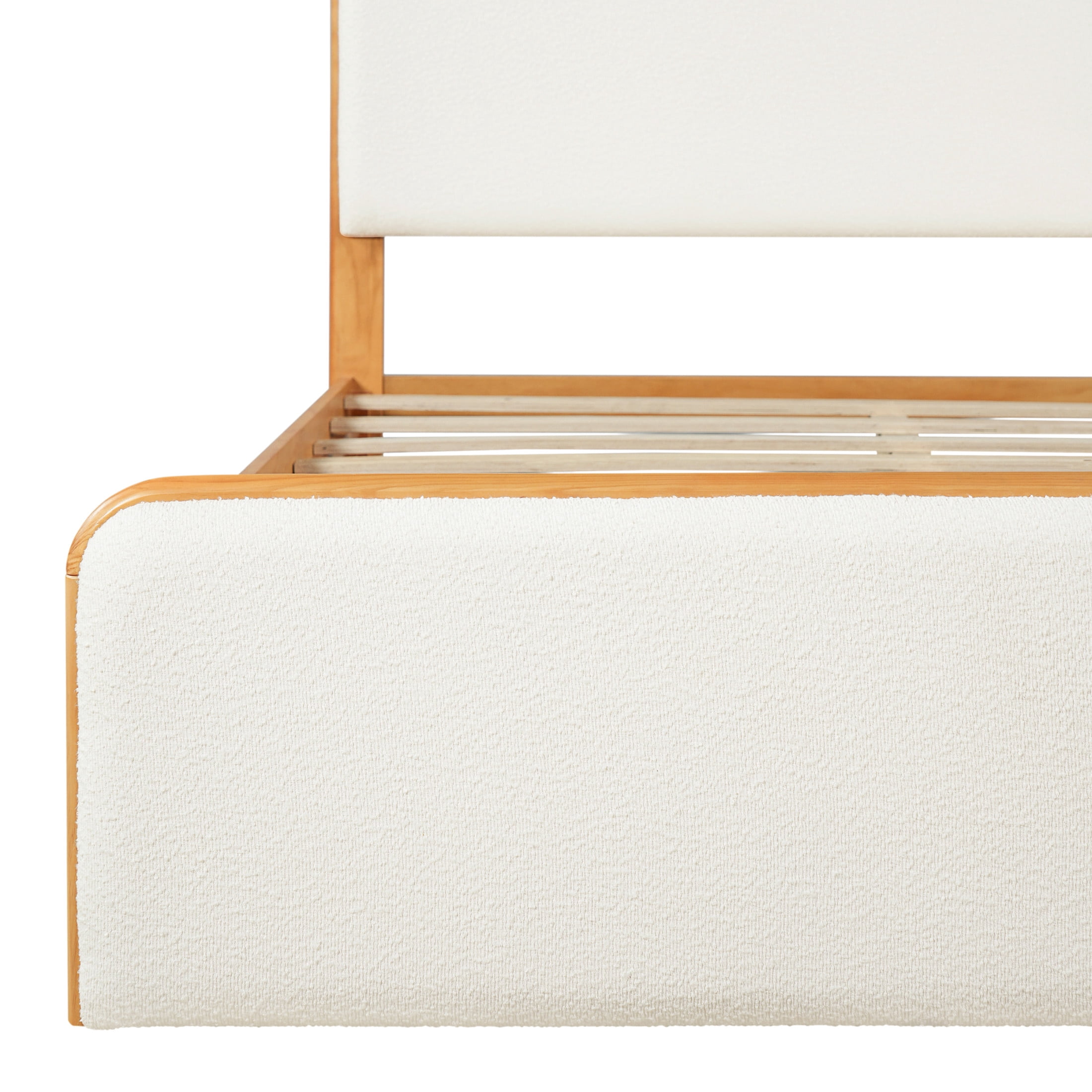 Christopher Knight Home Modern Queen Wood Bed Frame with Upholstered Headboard and Footboard, Natural