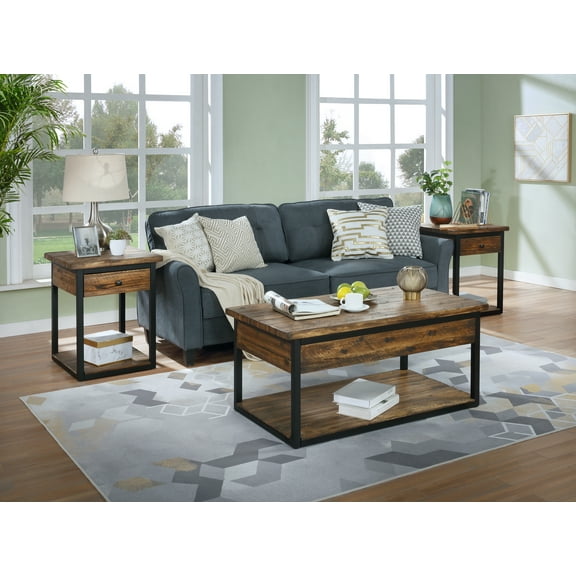 Alaterre Claremont Rustic Wood Set with Coffee Table and Two End Tables