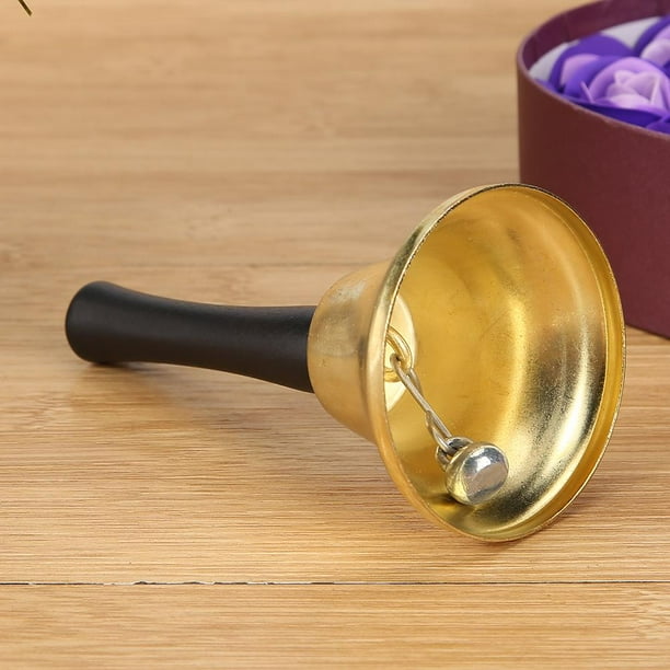 Campana de mano navideña de metal, Navidad, Año Nuevo, fiesta de Papá Noel, celebrar sonajero (dorado)
