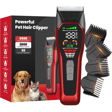 Lemulegu Cordless Electric Hair Clippers for Large Pets,Two-Speed Quiet Strong Motor Dog Grooming Kits with Wide Stainless Steel Blade for Thick Coats Dogs,LGL 066R