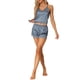 thumbnail image 1 of Conjuntos de pijama de satén para mujeres INSPIRE CHIC con tirantes de encaje y pantalones cortos, ropa de dormir de cuello en V, color gris azul, 1 of 6