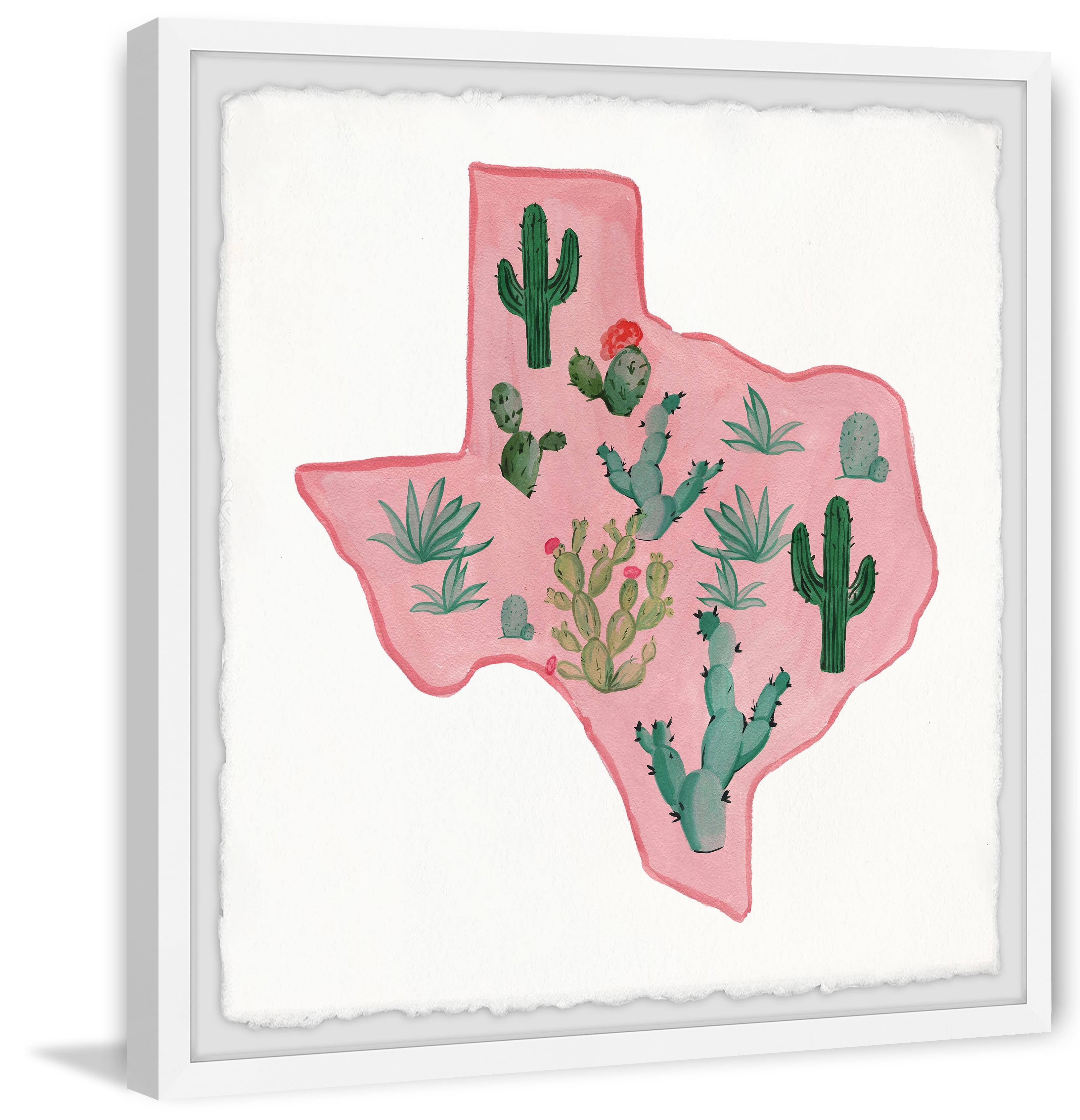 Marmont Hill Pink Texas Framed Wall Art, 32" x 32"