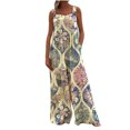 thumbnail image 1 of Moda mujer Casual estampado hombro botón tirantes mono ancho bolsillo pierna pantalón Fridja  alkflakhf37787, 1 of 1