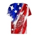 thumbnail image 5 of Puntoco 2024 Tops de moda de verano para mujer Blusa superior con cuello en V de manga corta con estampado informal para el Día de la Independencia para mujer, 5 of 5