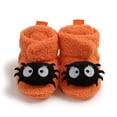 thumbnail image 3 of HTHLVMD Non Slip Hard Sole Slippers,Baby Halloween Slippers Pumpkin Jack O Lantern Plush House Shoes Warm Fuzzy Lining Non Slip Hard Sole Closed Toe Indoor Home Use Holiday Party Decor,Orange 3.5, 3 of 4