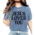 thumbnail image 2 of Jesus Loves You Shirt for Women Christian Faith Easter Inspirational Distressed Tee Blue Jean Shirt Adult Small, 2 of 7