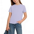 thumbnail image 3 of WMTBSRSW Cotton Teen T-Shirts Short Sleeve Summer Crew Neck Basic Tops for Boy & Girl Solid Casual Basic Tee Purple 7-8 Years, 3 of 7