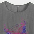 thumbnail image 4 of DDAPJ pyju Butterfly Shirts for Women Oversized Cotton Linen Crewneck T Shirt 2025 Fashion Casual Summer Short Sleeve Tops Birthday Gifts Gray S, 4 of 5