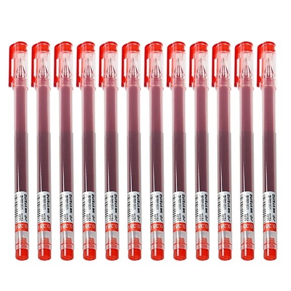 Farfi 12Pcs Gel Ink Pen 0.38mm Student Stationery Office DIY Sketching Writing Tool (Red)
