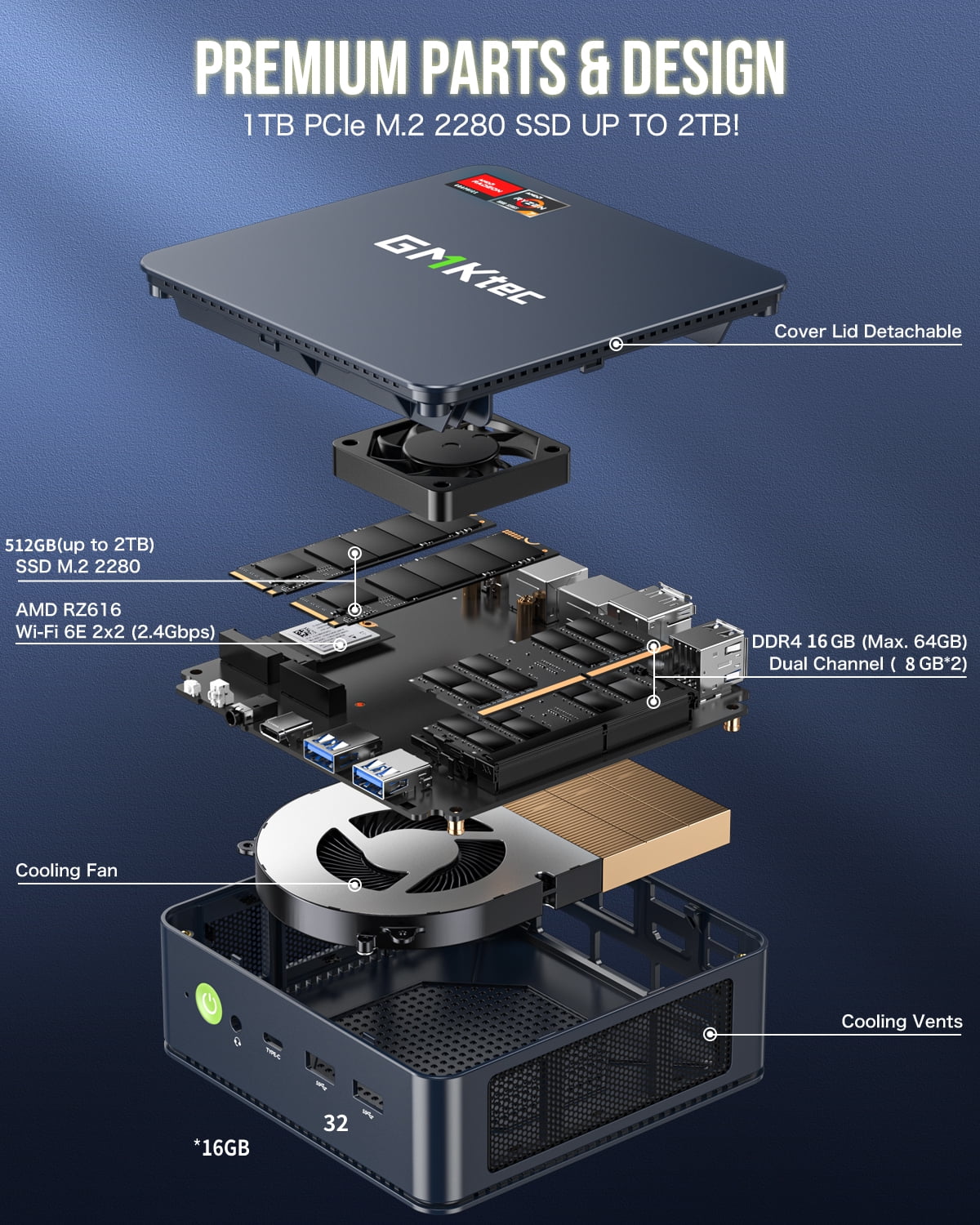 ミニPC GMKtec Ryzen 7 5825U 8C/16T 16GB 512G GMKtec mini pc AMD Ryzen 7 5825U 8C/16T up to 4.50GHz Mini