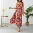 thumbnail image 4 of TRKIYQC, vestido largo informal de verano para mujer, vestido con tirantes sin mangas con estampado Floral, vestido suelto a la moda con espalda descubierta para vacaciones en la playa TRKIYQC  moda, 4 of 8