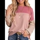 thumbnail image 1 of Camisetas Holgadas Informales de Punto con Cuello Redondo y Larga con Bloques de Color A para Mujer Rosa M, 1 of 6